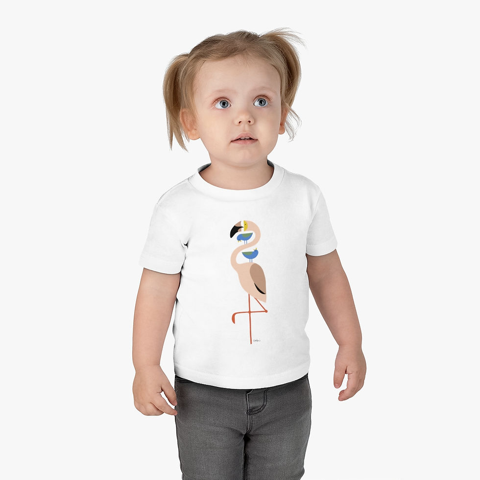 Thumbnail: Flamingo and Blue Birds by Ikki Matsumoto Infant Cotton Jersey Tee