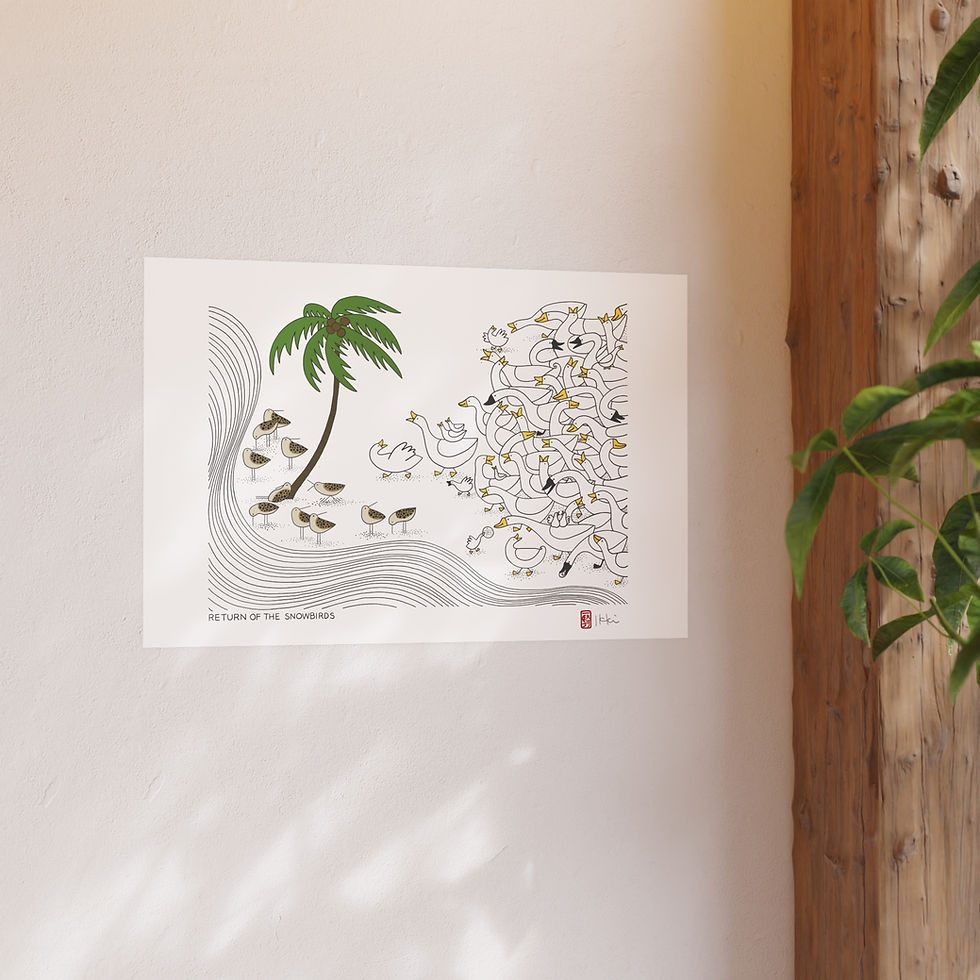 Thumbnail: Return of the Snowbirds Satin and Archival Matte Posters by Ikki Matsumoto