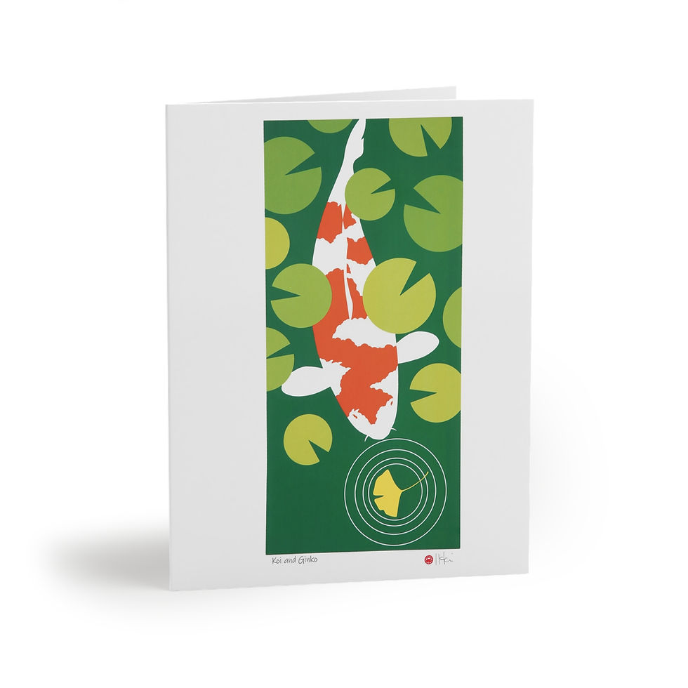 Thumbnail: Koi and Ginko by Ikki Matsumoto Cards - 8, 16, or 24 Pieces