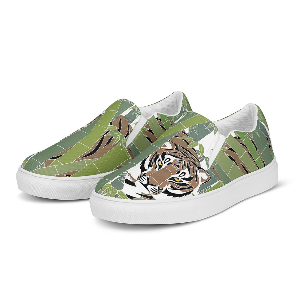 Thumbnail: Bamboo Tiger by Ikki Matsumoto Women’s slip-on canvas shoes
