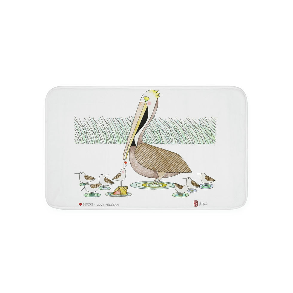Thumbnail: Love Pelican by Ikki Matsumoto Memory Foam Bath Mat