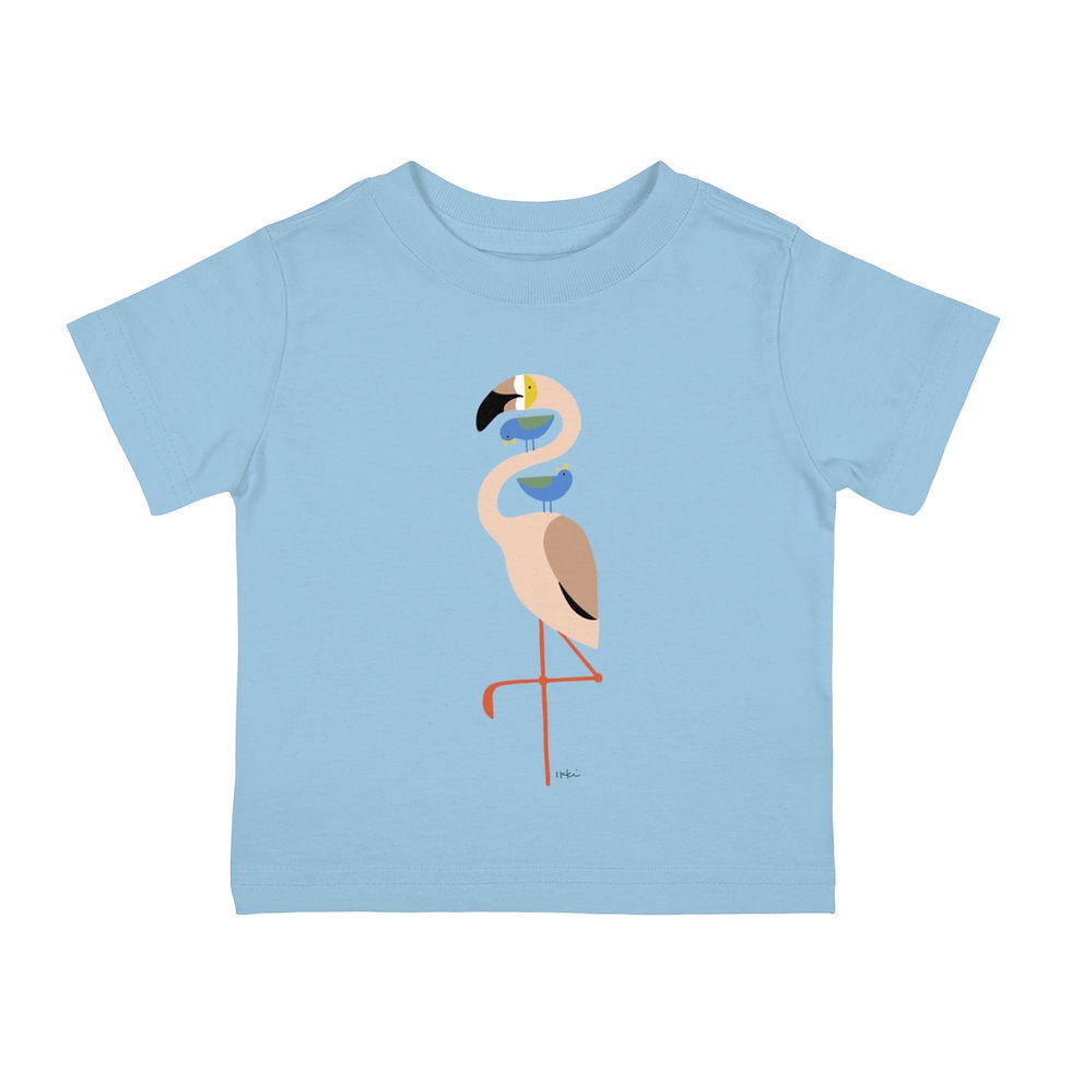 Thumbnail: Flamingo and Blue Birds by Ikki Matsumoto Infant Cotton Jersey Tee