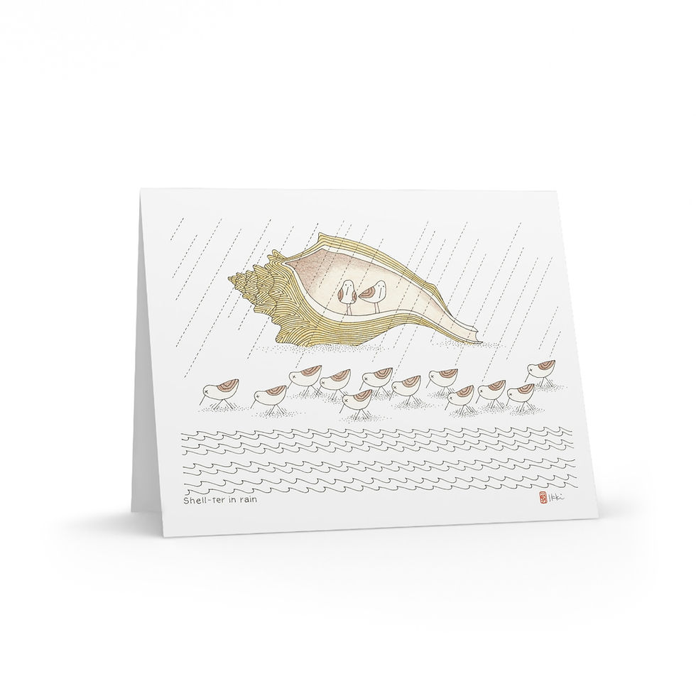 Thumbnail: Shell-ter in the Rain by Ikki Matsumoto Cards - 8, 16, or 24 Pieces