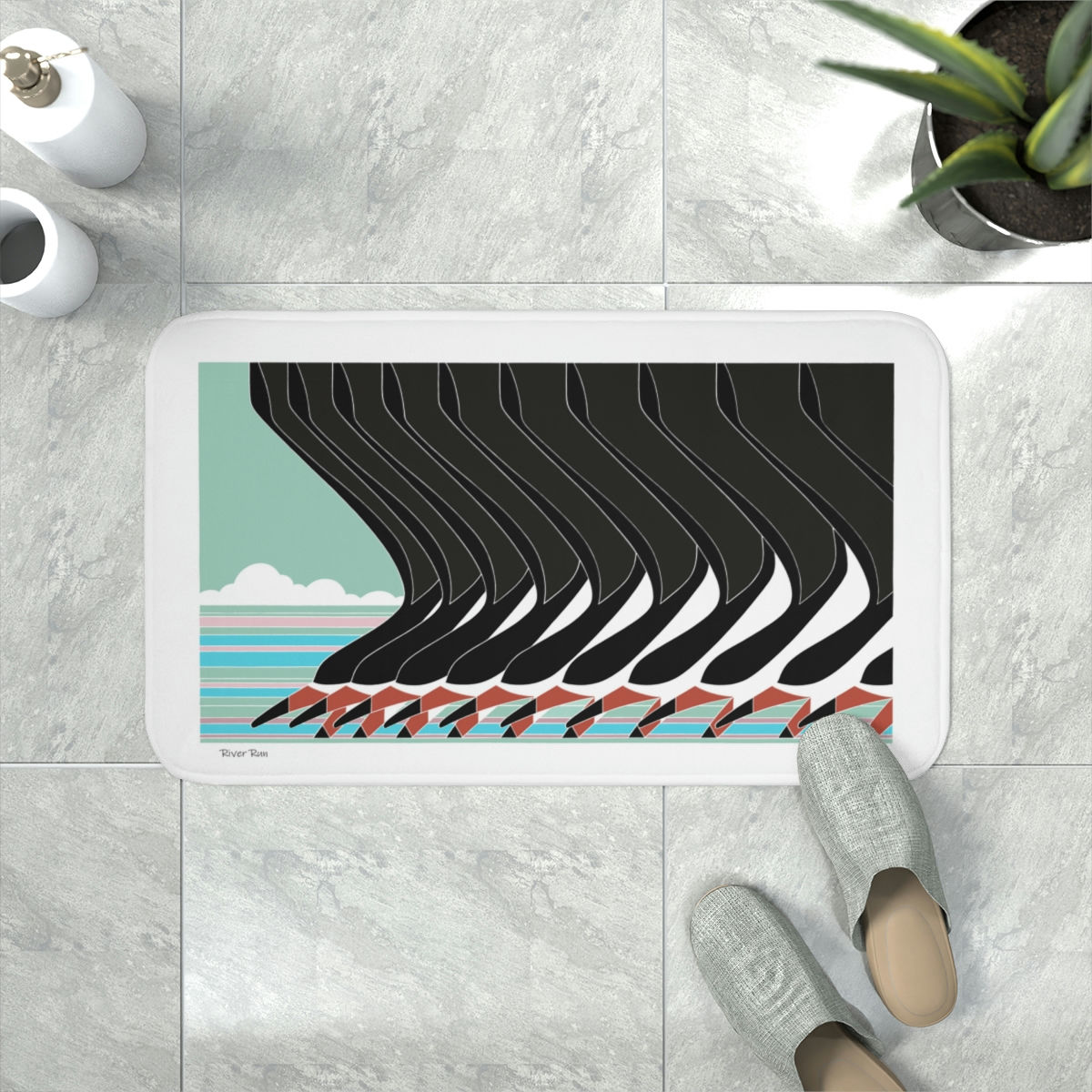 River Runs by Ikki Matsumoto Memory Foam Bath Mat