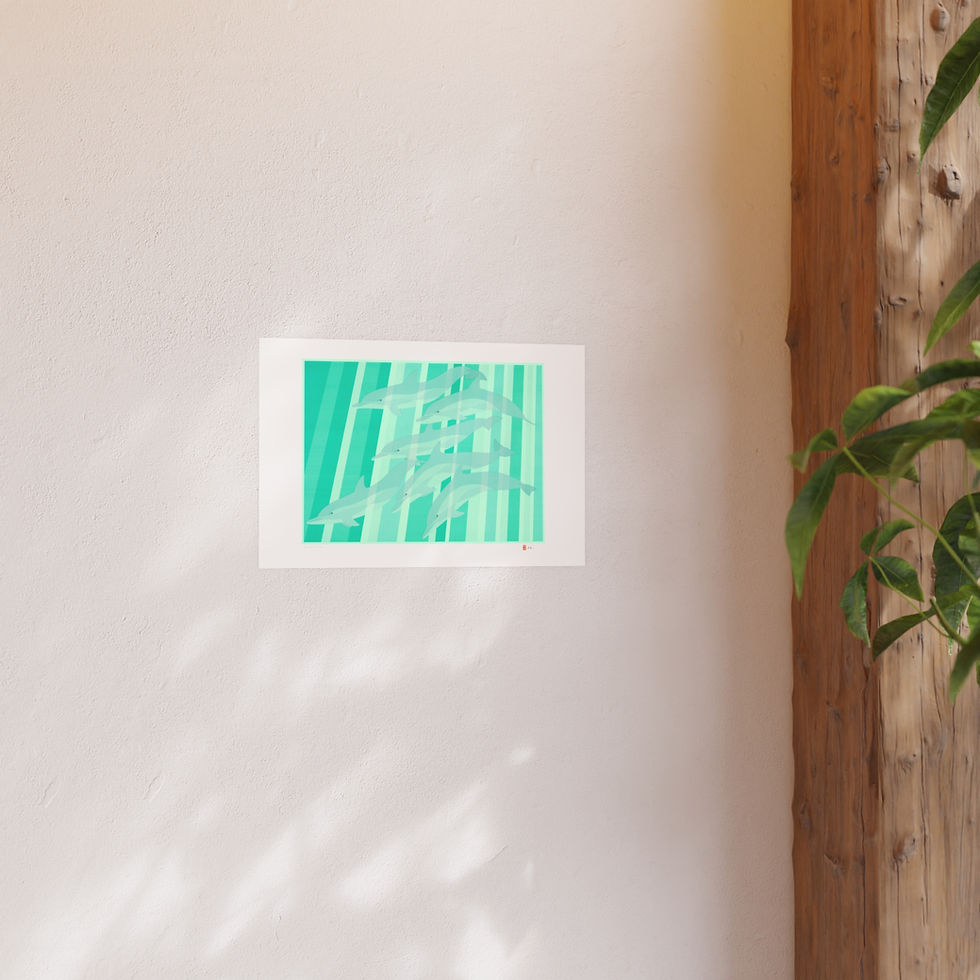 Thumbnail: Six Dolphins Satin and Archival Matte Posters by Ikki Matsumoto