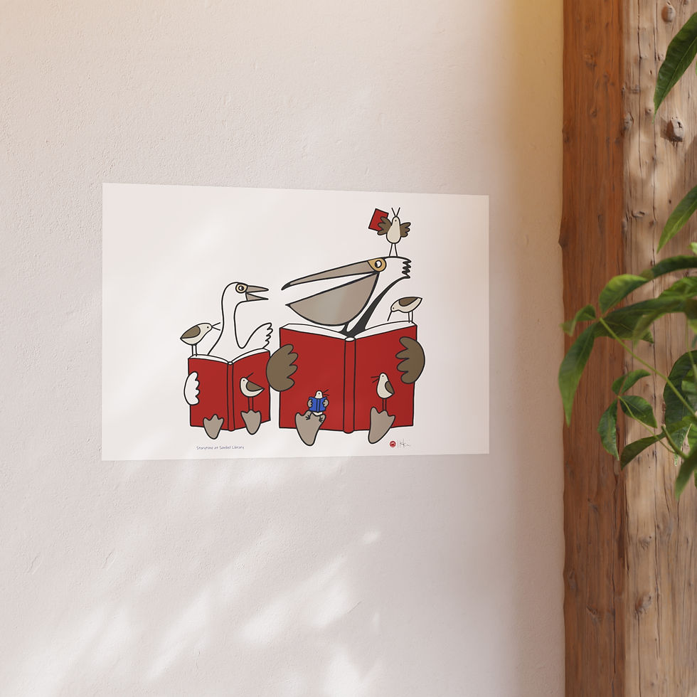 Thumbnail: Storytime at the Sanibel Library Satin/Archival Matte Posters by Ikki Matsumoto