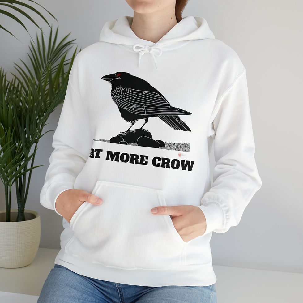 Thumbnail: Raven Eat More Crow Unisex Heavy Blend™ Hooded Sweatshirt by Ikki Matsumoto