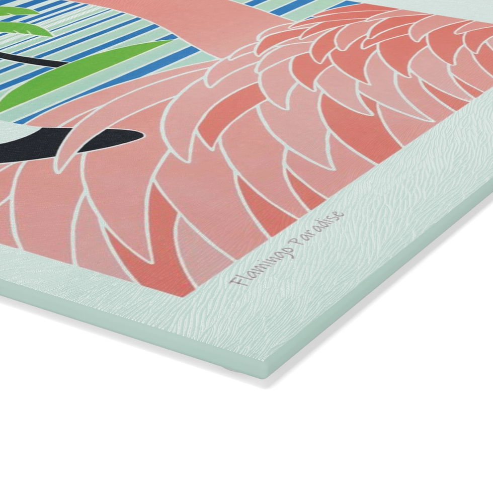 Thumbnail: Flamingo Paradise by Ikki Matsumoto Glass Cutting Board