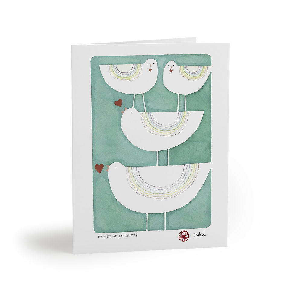 Thumbnail: Family of Lovebirds by Ikki Matsumoto Cards - 8, 16, or 24 Pieces