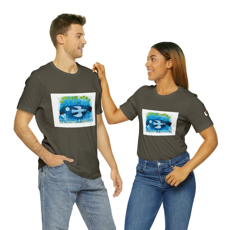 Thumbnail: Night of a Starry Fish Unisex Style Jersey Short Sleeve Tee by Ikki Matsumoto