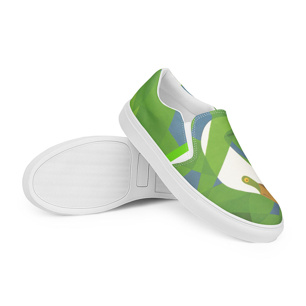 Thumbnail: White Heron by Ikki Matsumoto Women’s slip-on canvas shoes