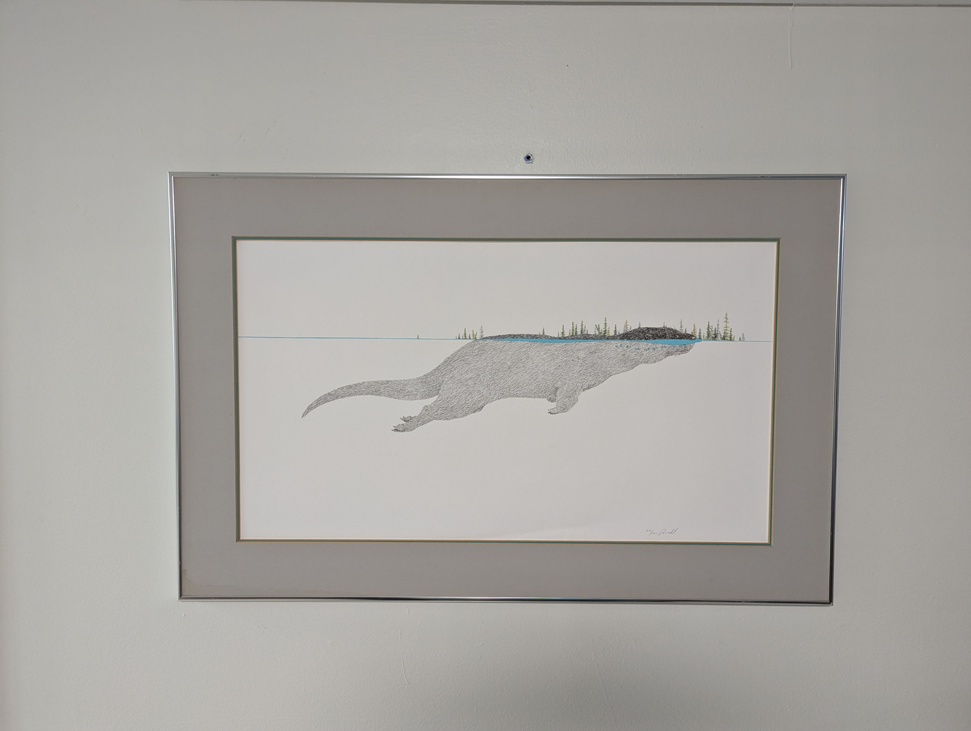 River Otter Otter Serigraph Vintage Peter Parnall