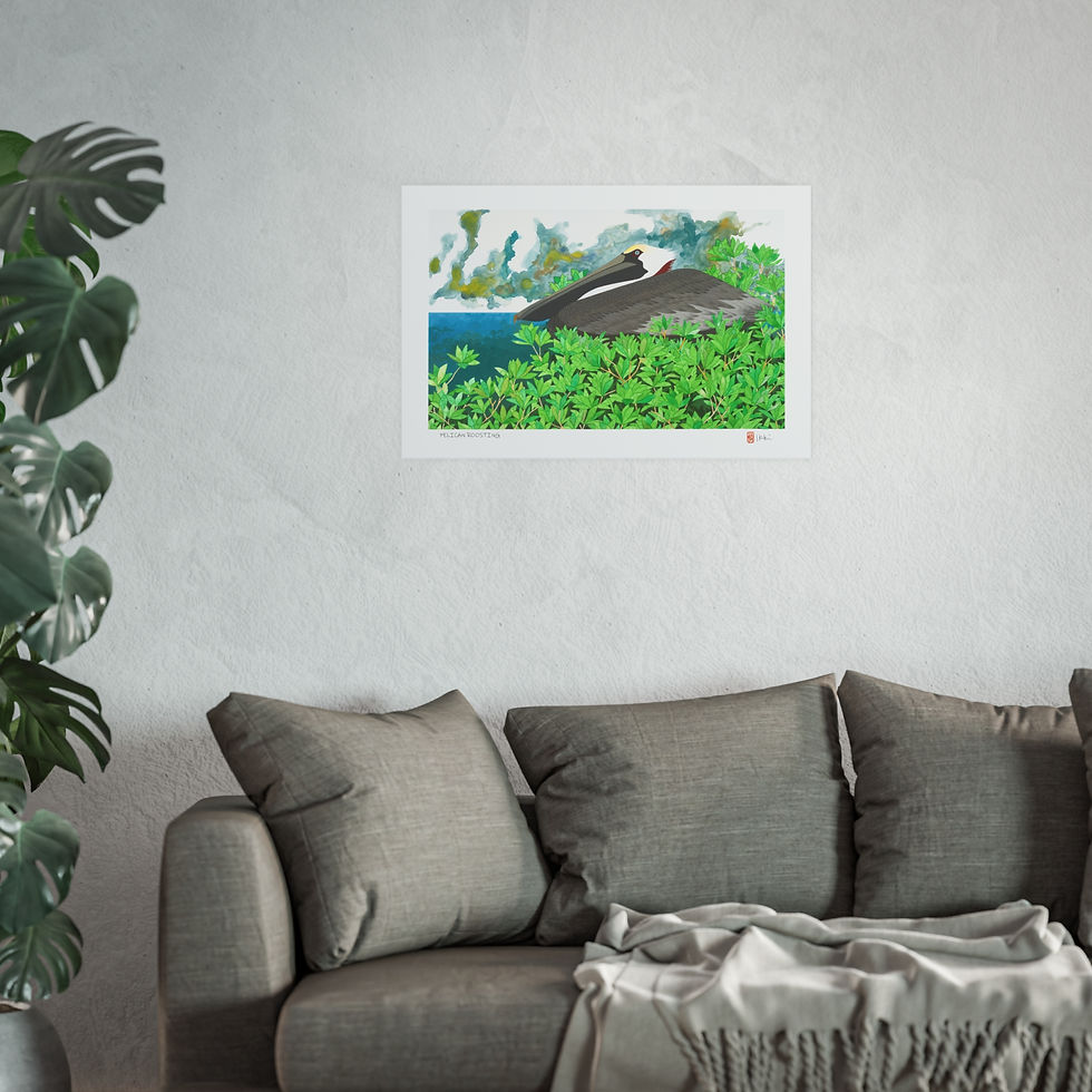 Thumbnail: Pelican Roosting Satin and Archival Matte Posters by Ikki Matsumoto