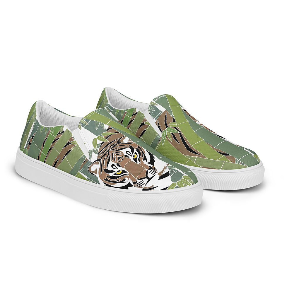 Thumbnail: Bamboo Tiger by Ikki Matsumoto Women’s slip-on canvas shoes