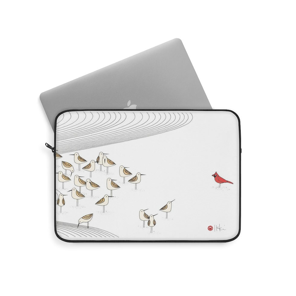 Thumbnail: A Stranger on The Beach Laptop Sleeve  by Ikki Matsumoto