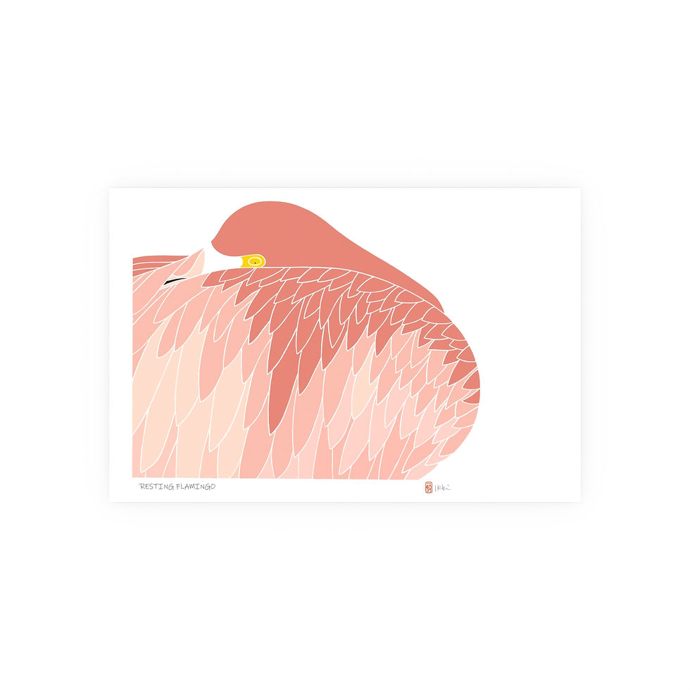 Thumbnail: Resting Flamingo Satin and Archival Matte Posters by Ikki Matsumoto