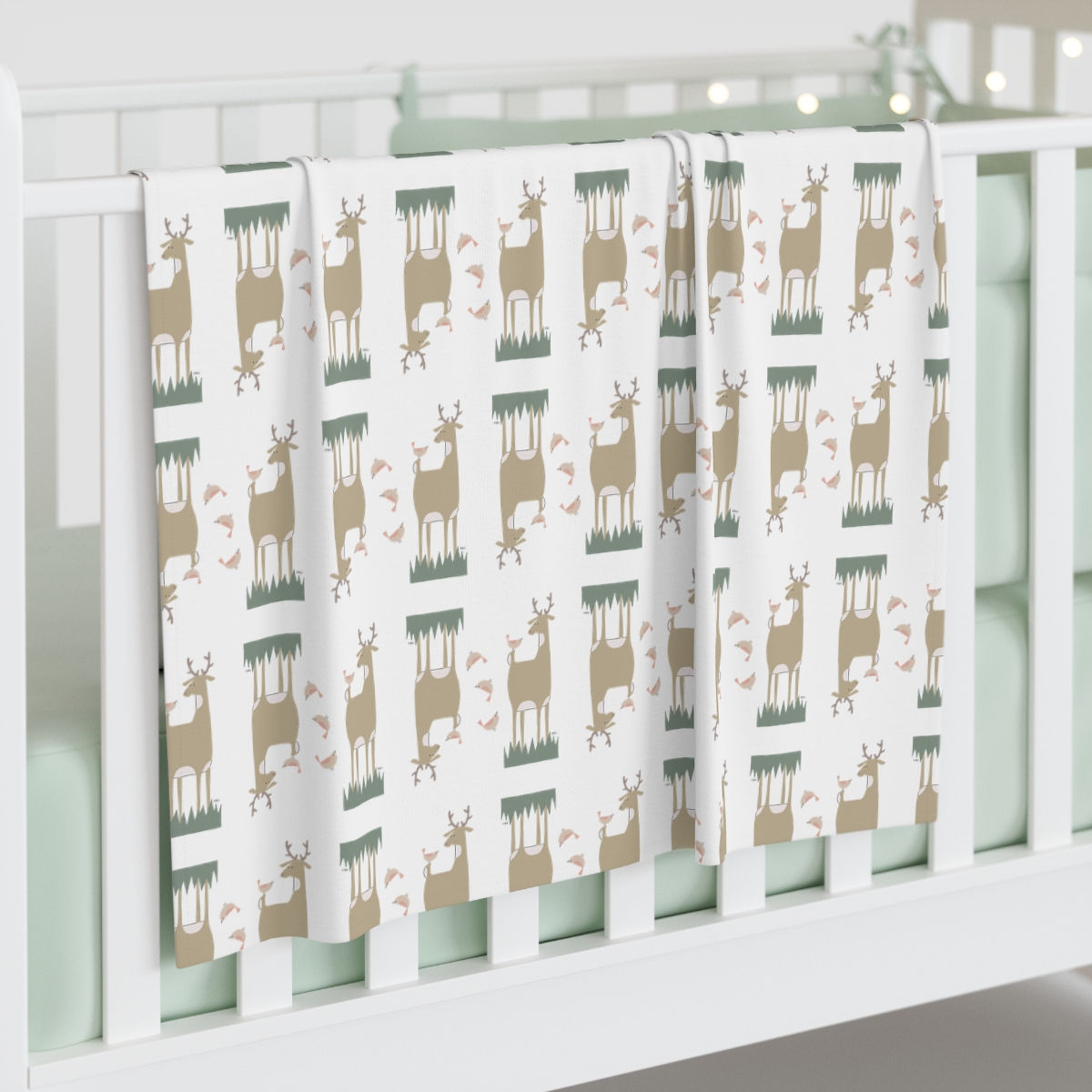 Reindeer and Friends by Ikki Matsumoto Baby Swaddle Blanket