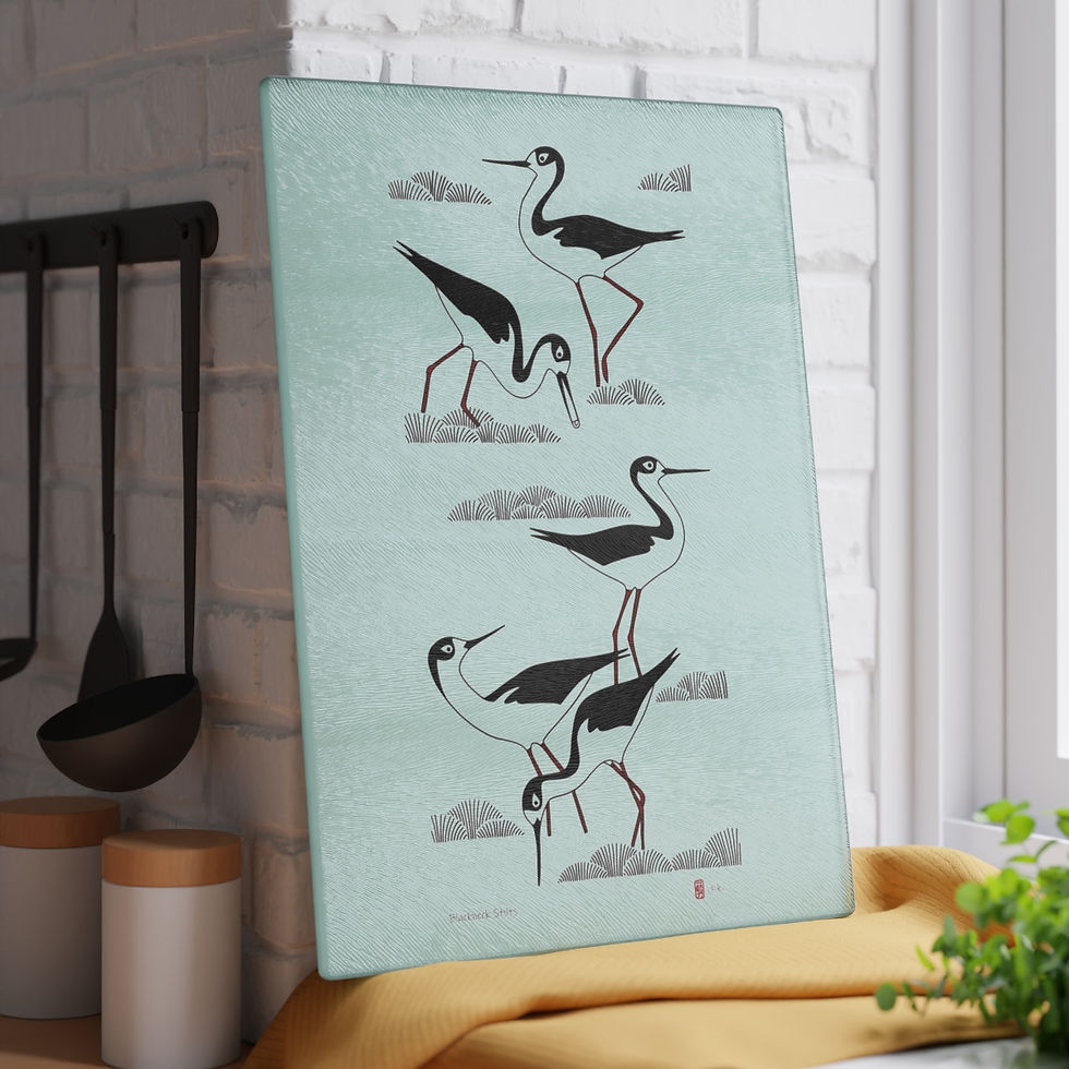 Thumbnail: Black Skimmers by Ikki Matsumoto Glass Cutting Board