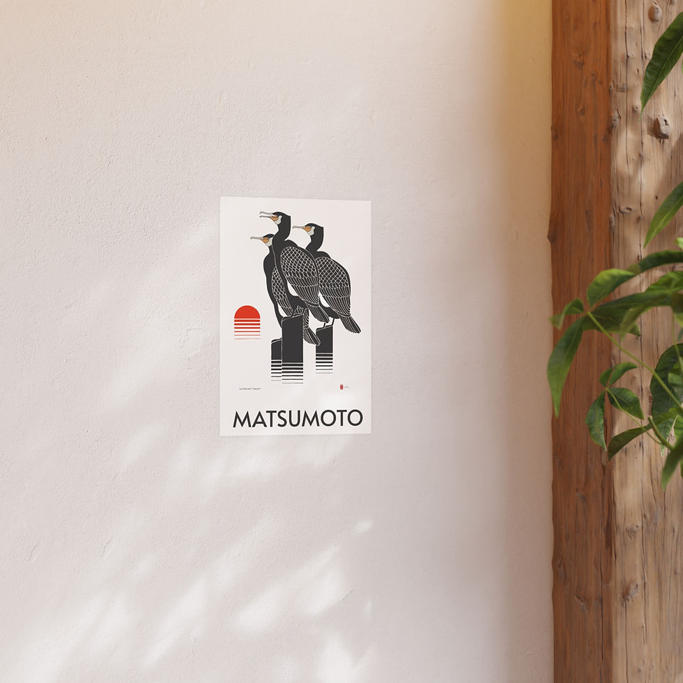 Thumbnail: Cormorant Sunset Satin and Archival Matte Posters by Ikki Matsumoto