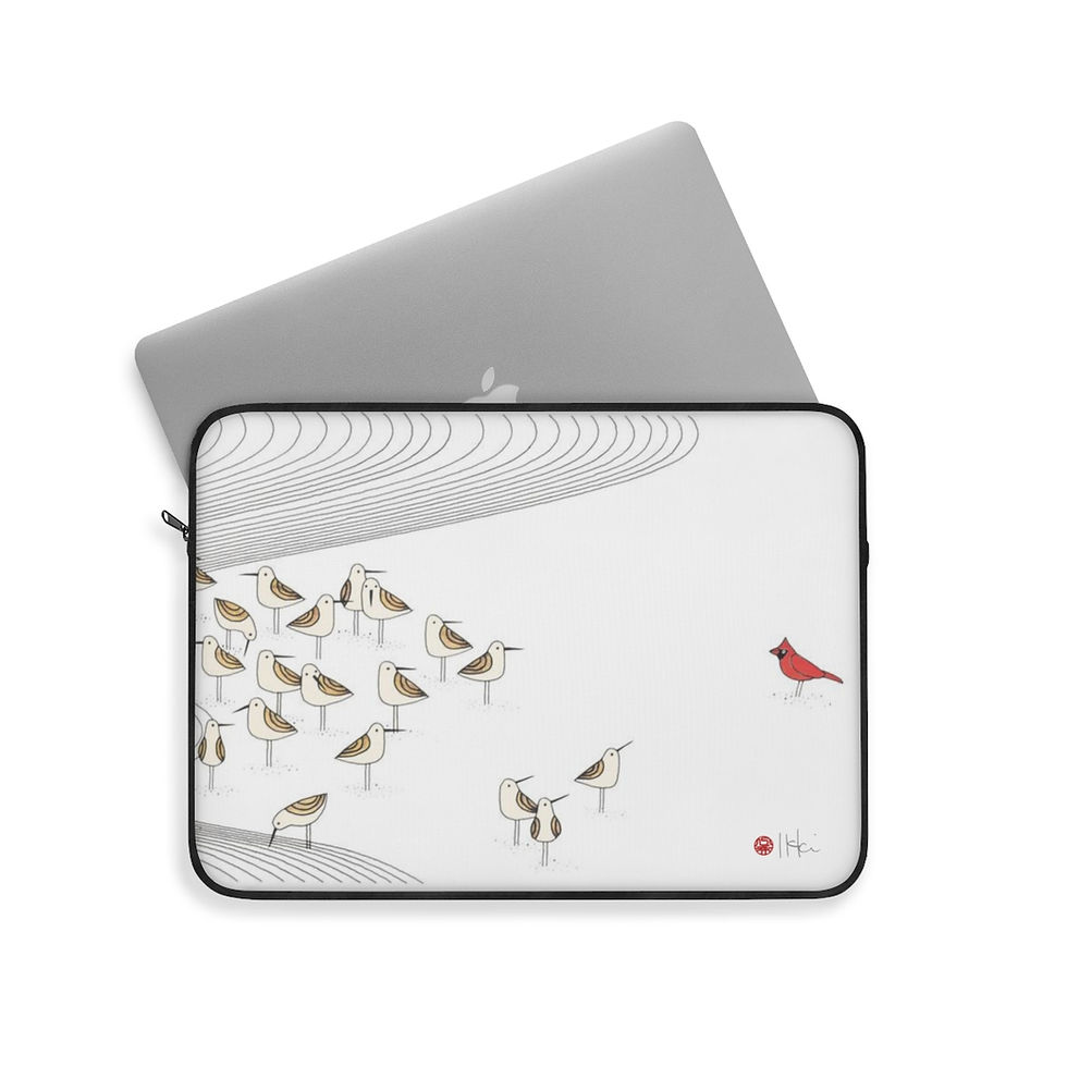 Thumbnail: A Stranger on The Beach Laptop Sleeve  by Ikki Matsumoto
