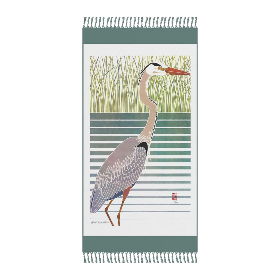 Thumbnail: Great Blue Heron by Ikki Matsumoto Boho Beach Cloth