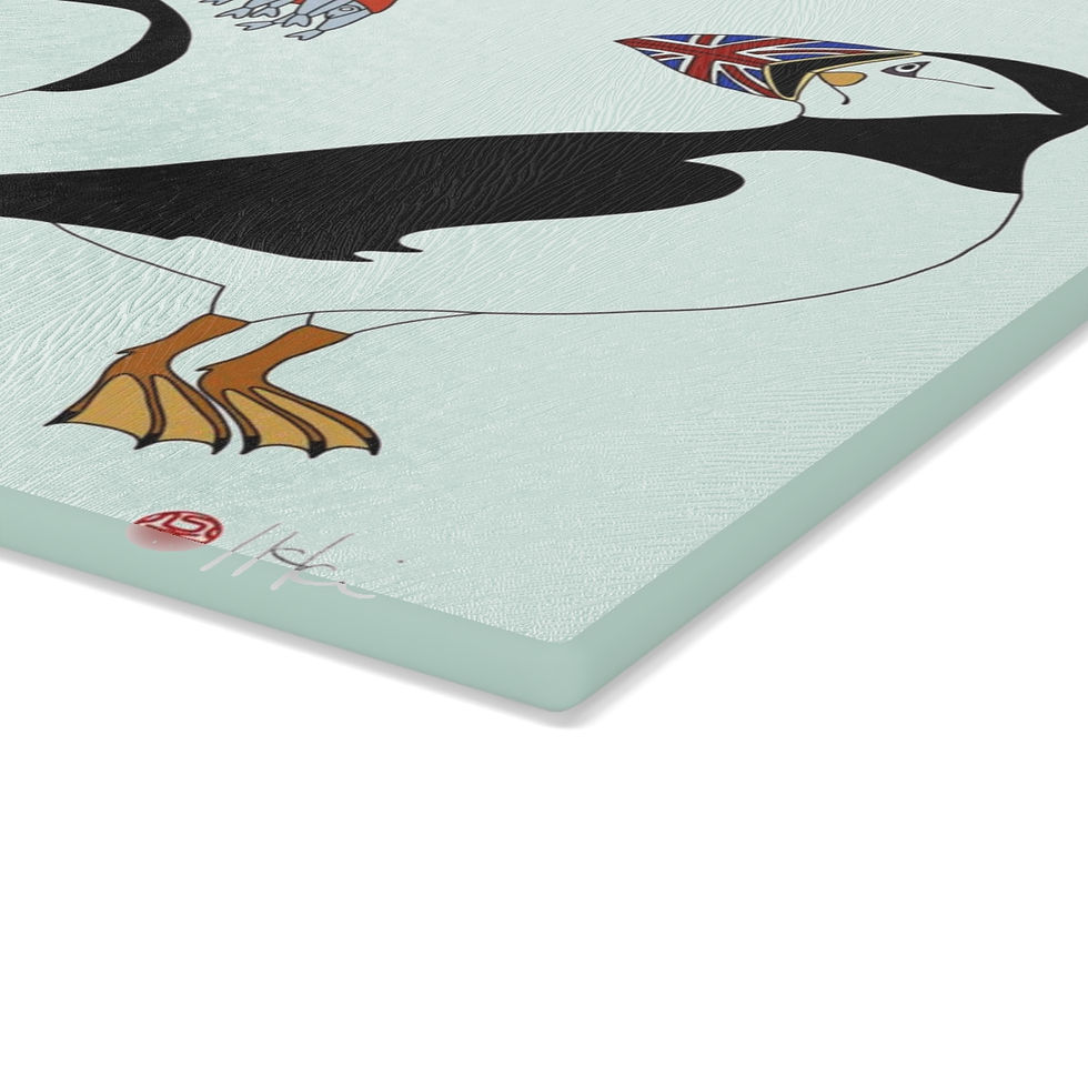 Thumbnail: English Puffin by Ikki Matsumoto Glass Cutting Board