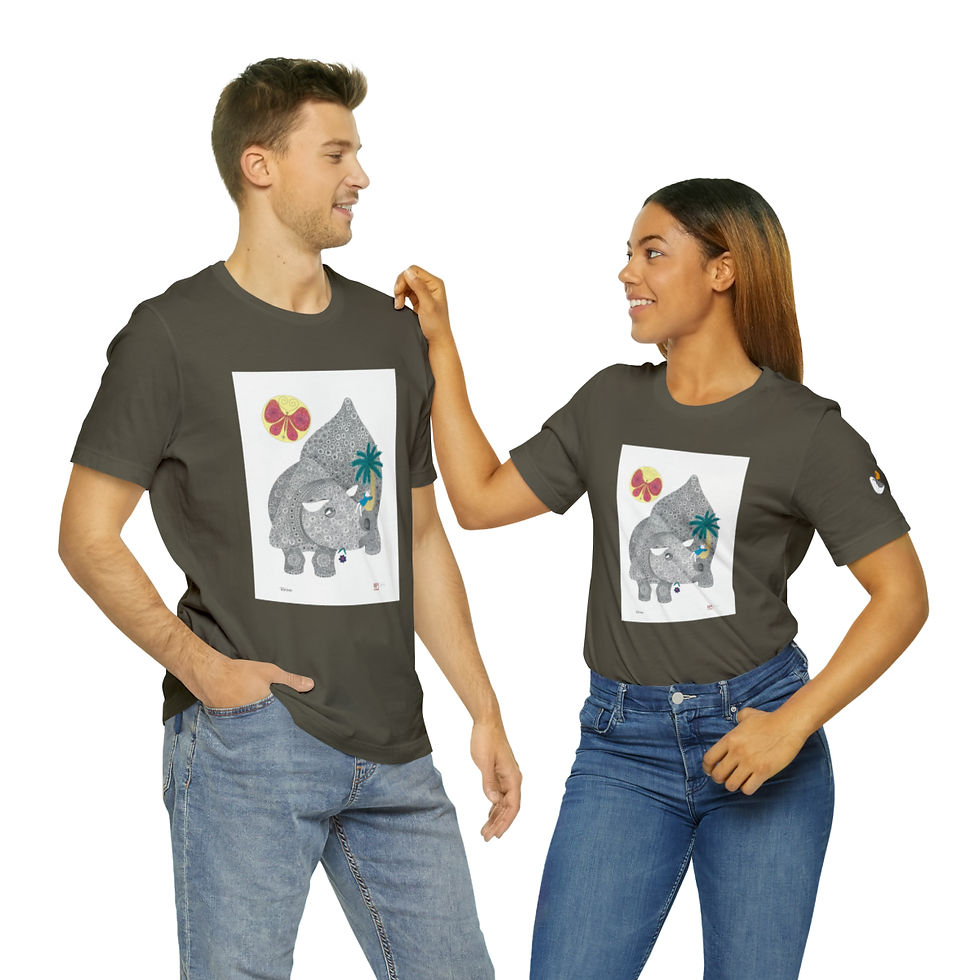 Thumbnail: Series in Gray Rhino Unisex Style Jersey Short Sleeve Tee by Ikki Matsumoto