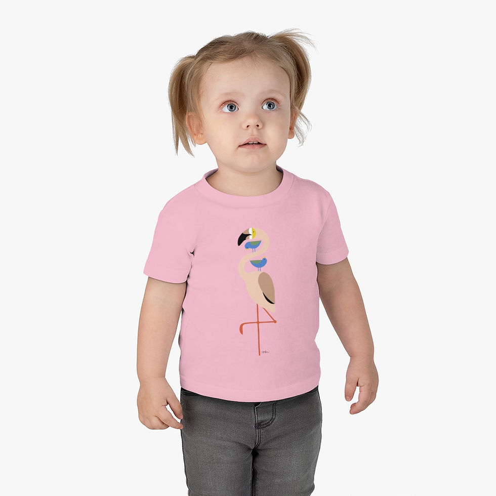 Thumbnail: Flamingo and Blue Birds by Ikki Matsumoto Infant Cotton Jersey Tee