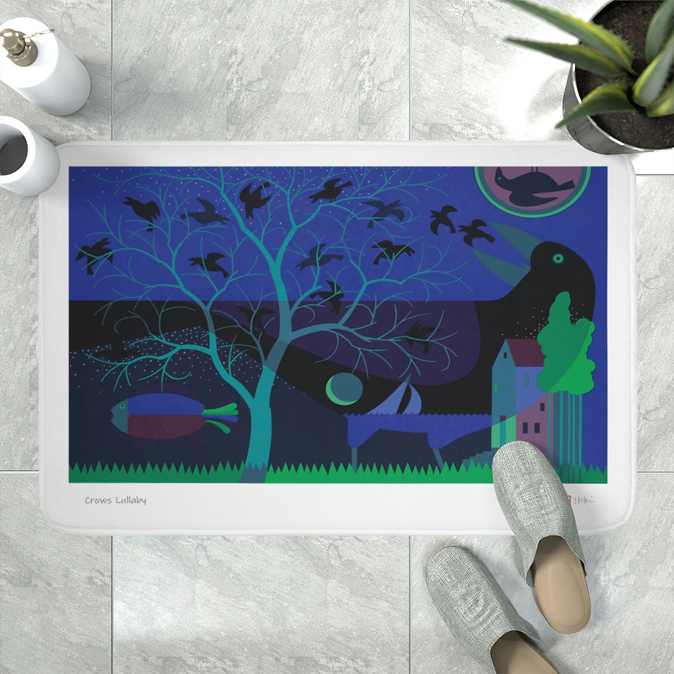 Thumbnail: Crows Lullaby by Ikki Matsumoto Memory Foam Bath Mat