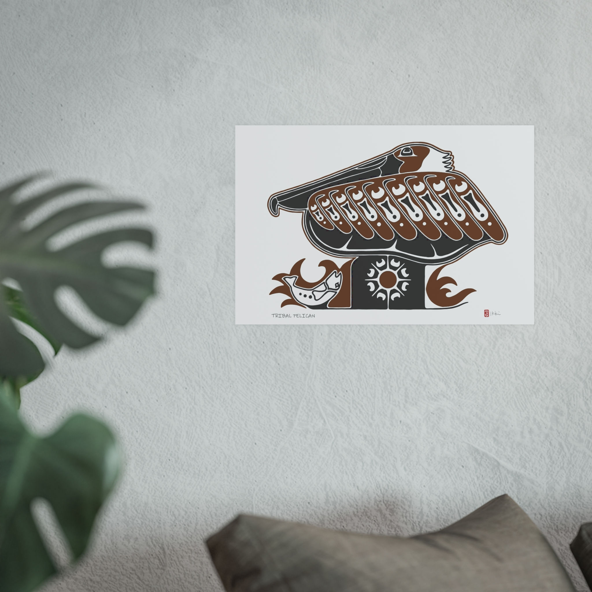 Tribal Pelican Satin and Archival Matte Posters by Ikki Matsumoto