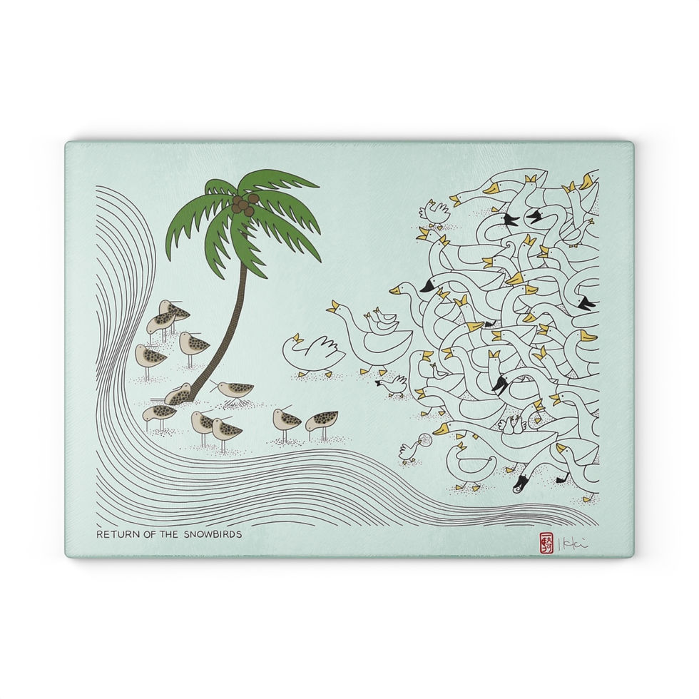 Thumbnail: Return of the Snowbirds by Ikki Matsumoto Glass Cutting Board