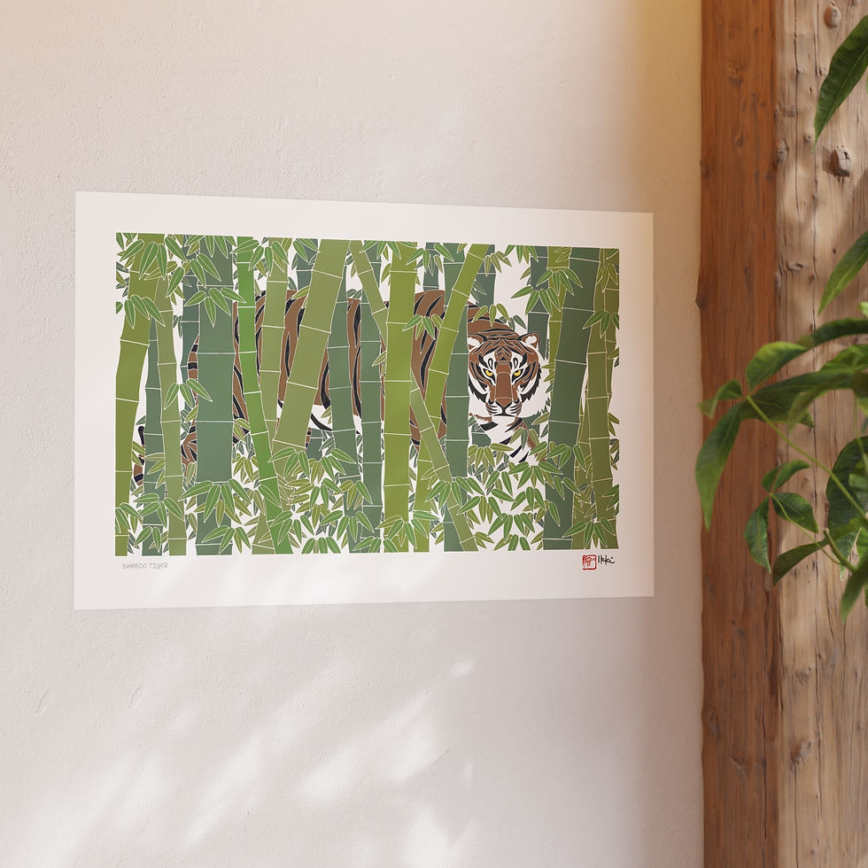Thumbnail: Bamboo Tiger Satin and Archival Matte Posters by Ikki Matsumoto