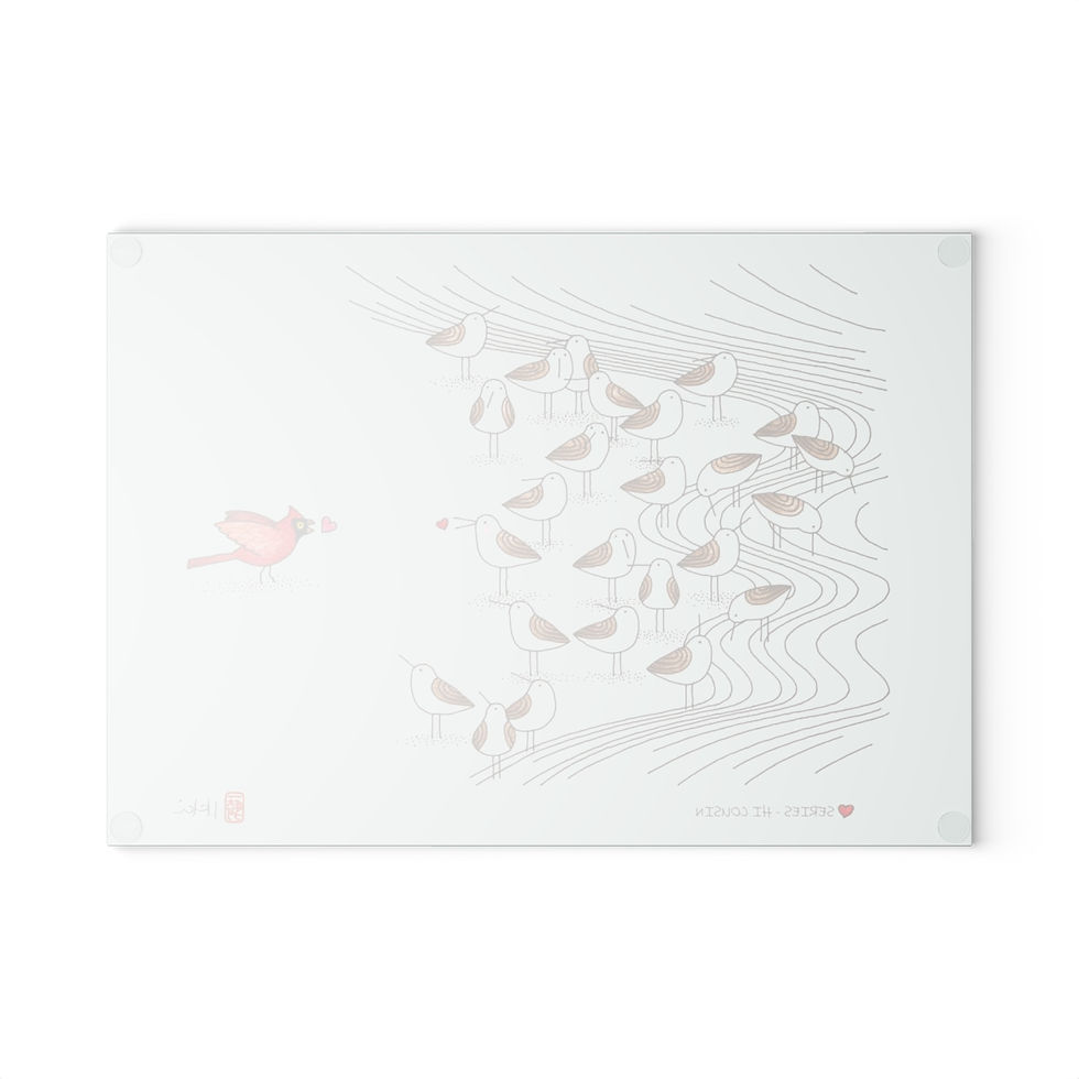 Thumbnail: Heart Series - Hi Cousin by Ikki Matsumoto Glass Cutting Board
