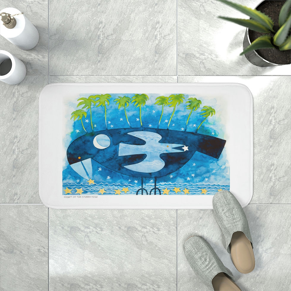 Night of the Starryfish by Ikki Matsumoto Memory Foam Bath Mat