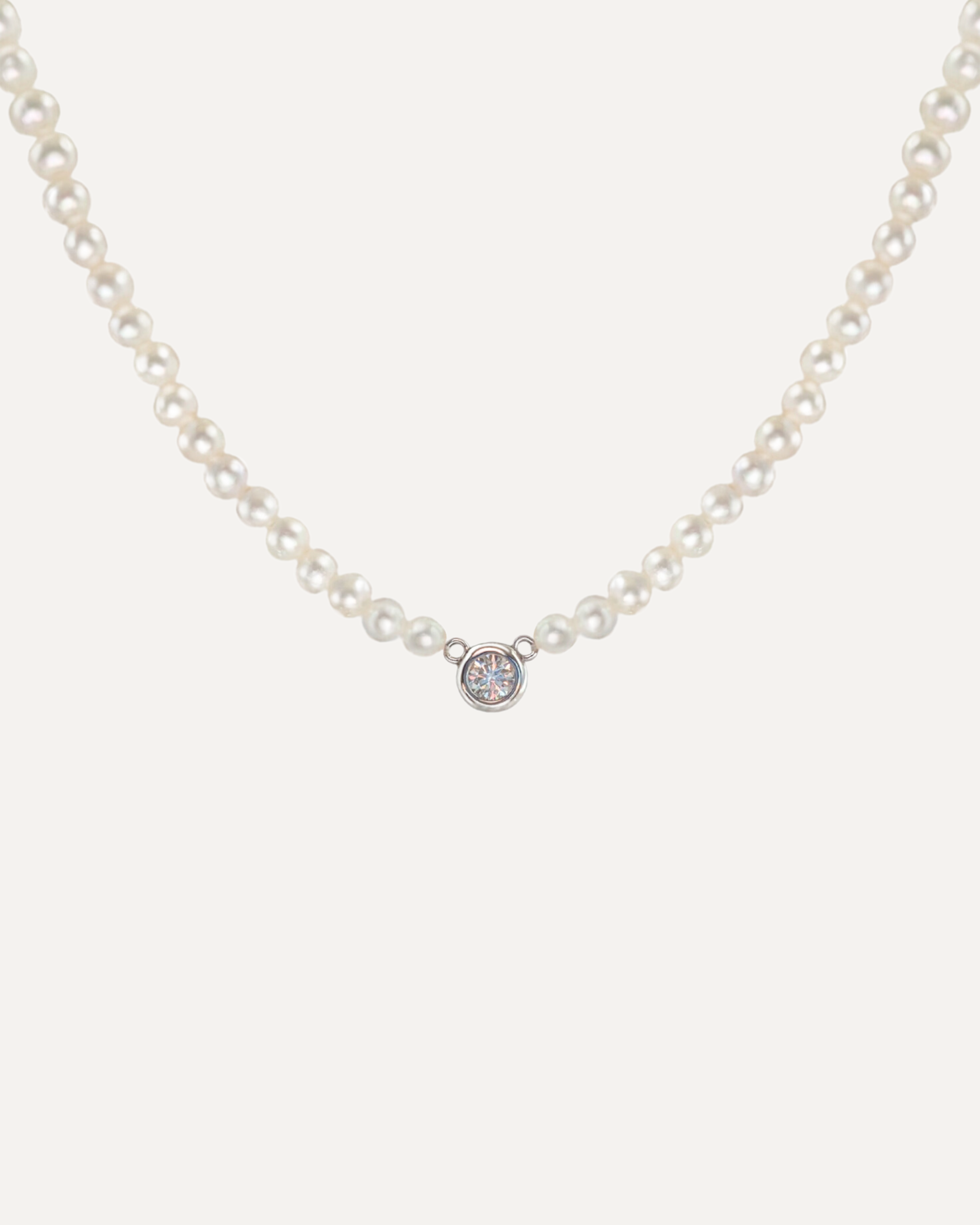 Pretty Pearls Real Small Pearl Necklace with a Moissanite Pendant