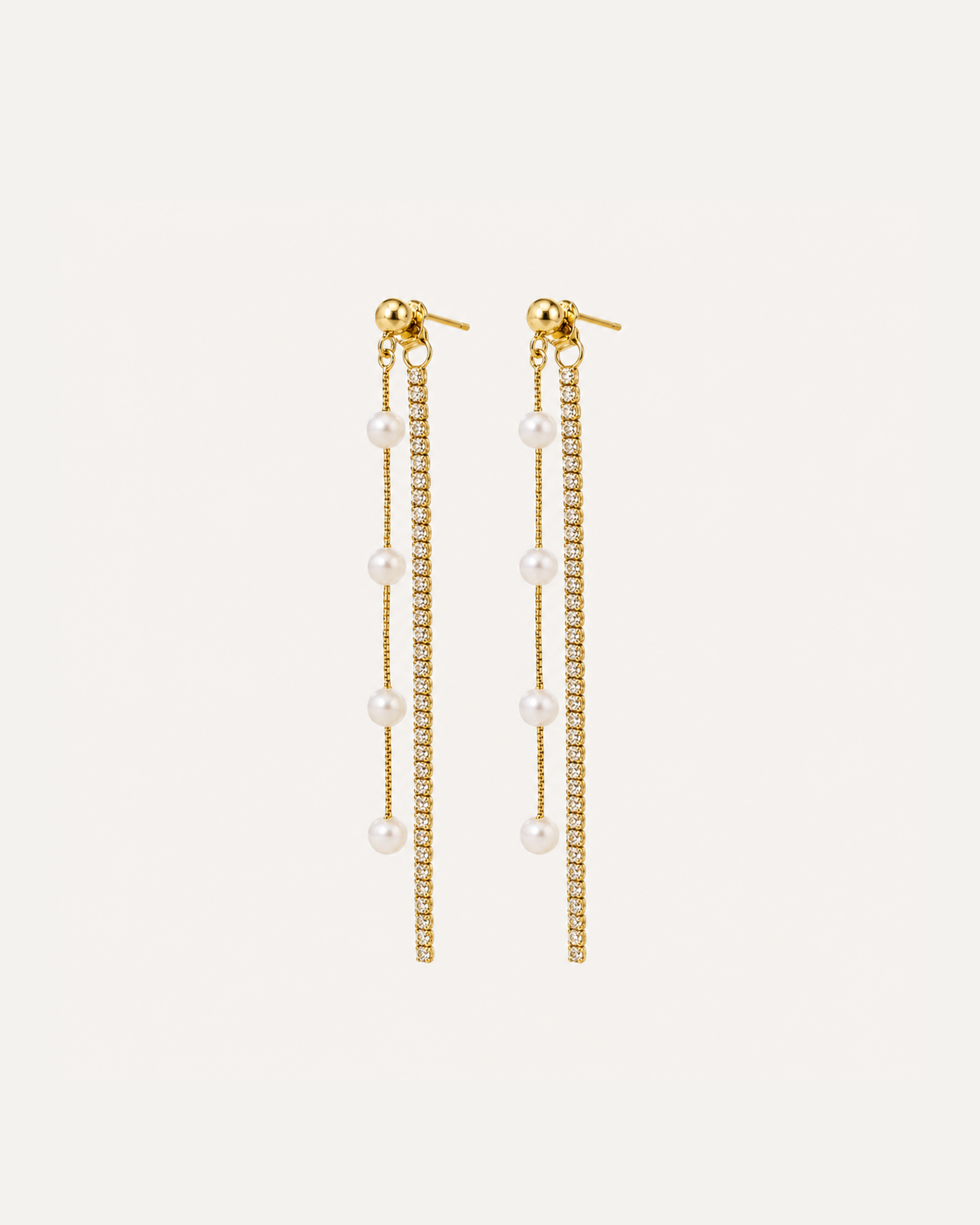 Pretty Pearls 18k Gold-plated 925 Silver Sparkle Long String of Pearl Earrings