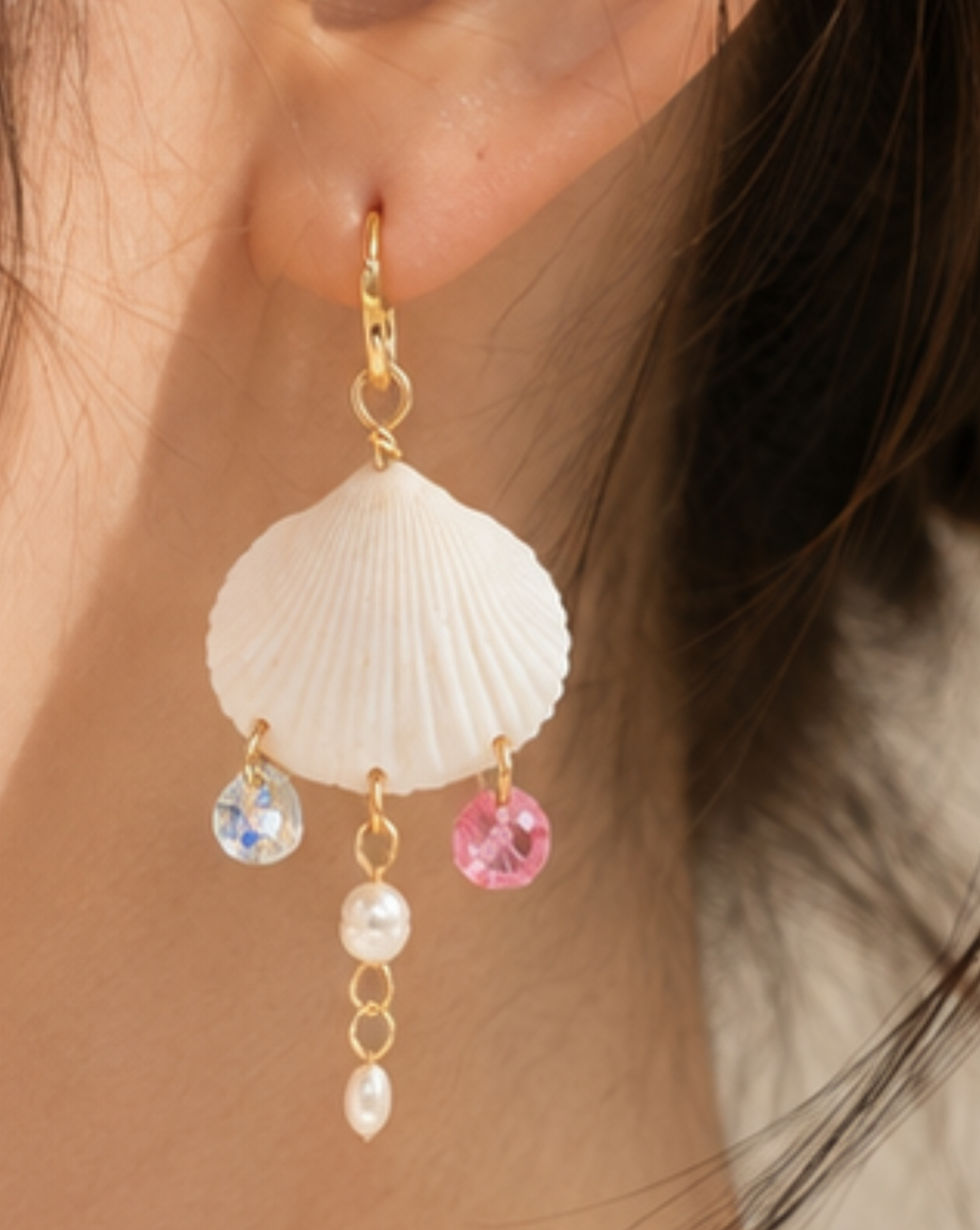 Pretty Pearls Natural Seashell Dangle Earrings