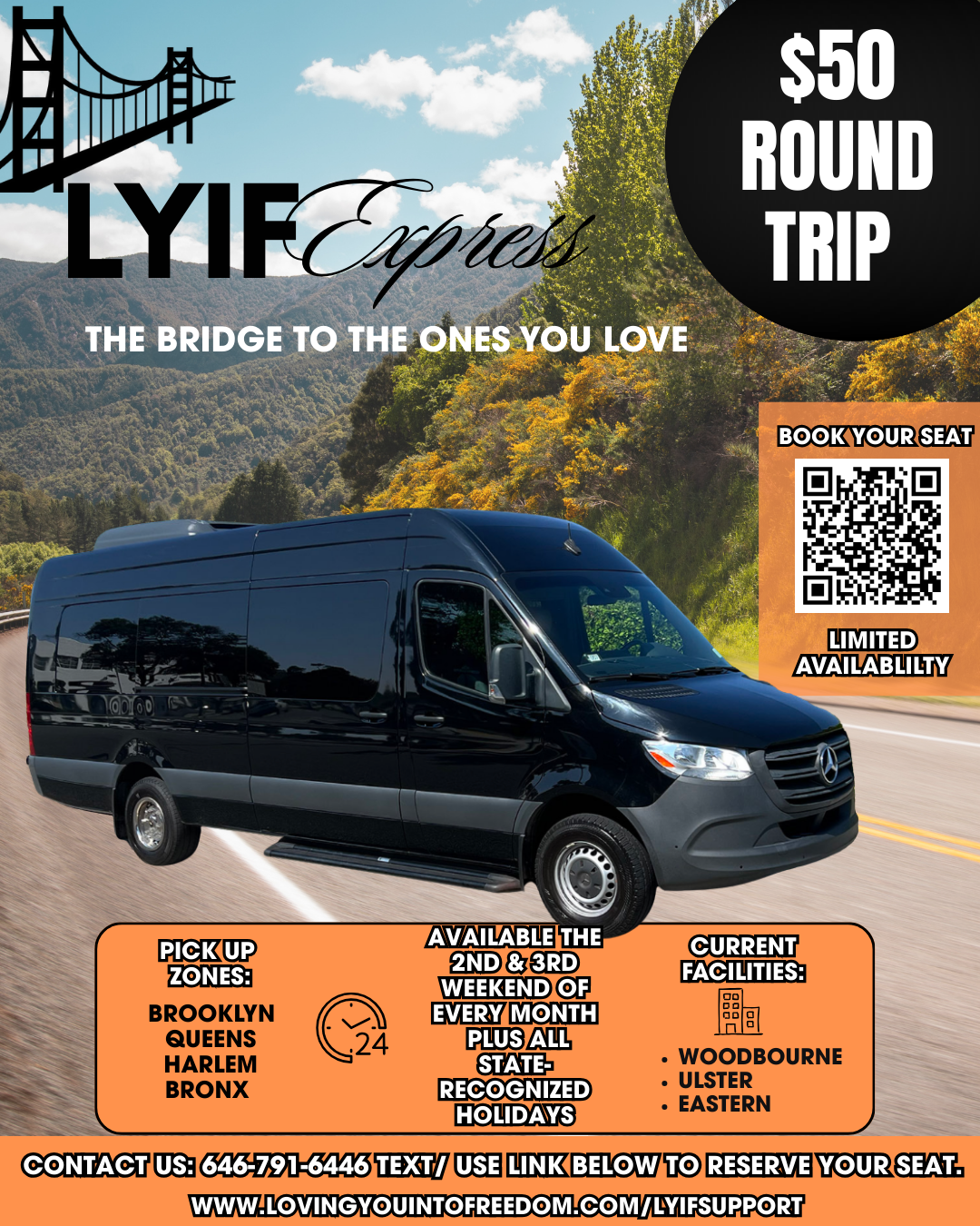 LYIF Express Ticket For Woodbourne-Ulster-Eastern Weekend/Holiday Visits