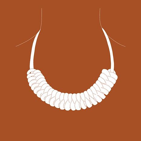 Stilizált rajz a fenyőág nyakláncról.