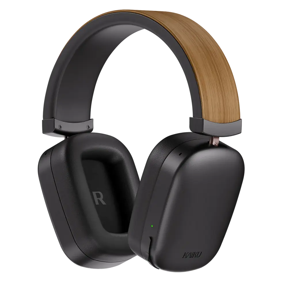 Kaiku Wave tammi kuulokkeiden kuva edestä