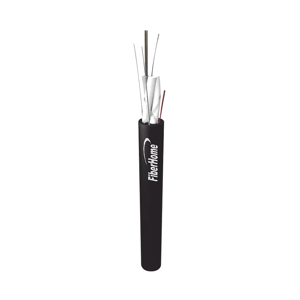 Vista frontal del Kilometro de Cable de Fibra Óptica Aérea Mini ADSS G.652D Monomodo 6 Hilos Exterior Span 80 Loose Tube