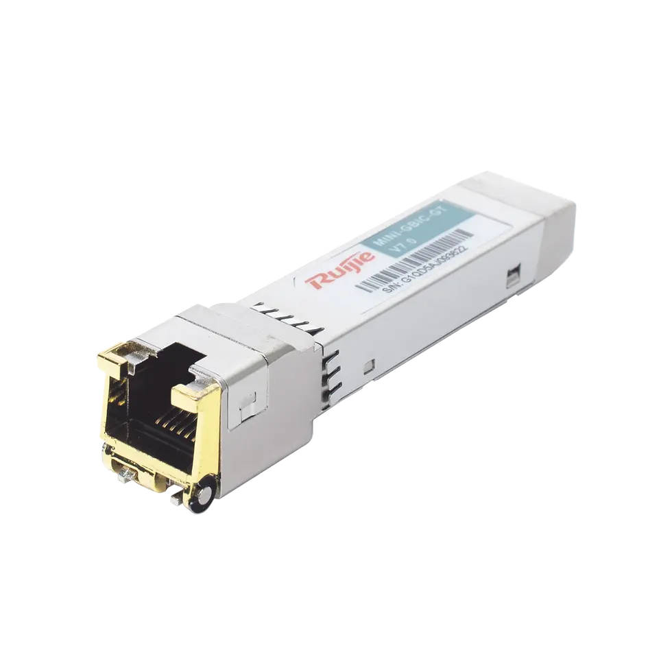 Vista lateral del Transceptor RUIJIE MINI-GBIC-GT | MINI-GBIC SFP a RJ45 1GB | 100 Metros