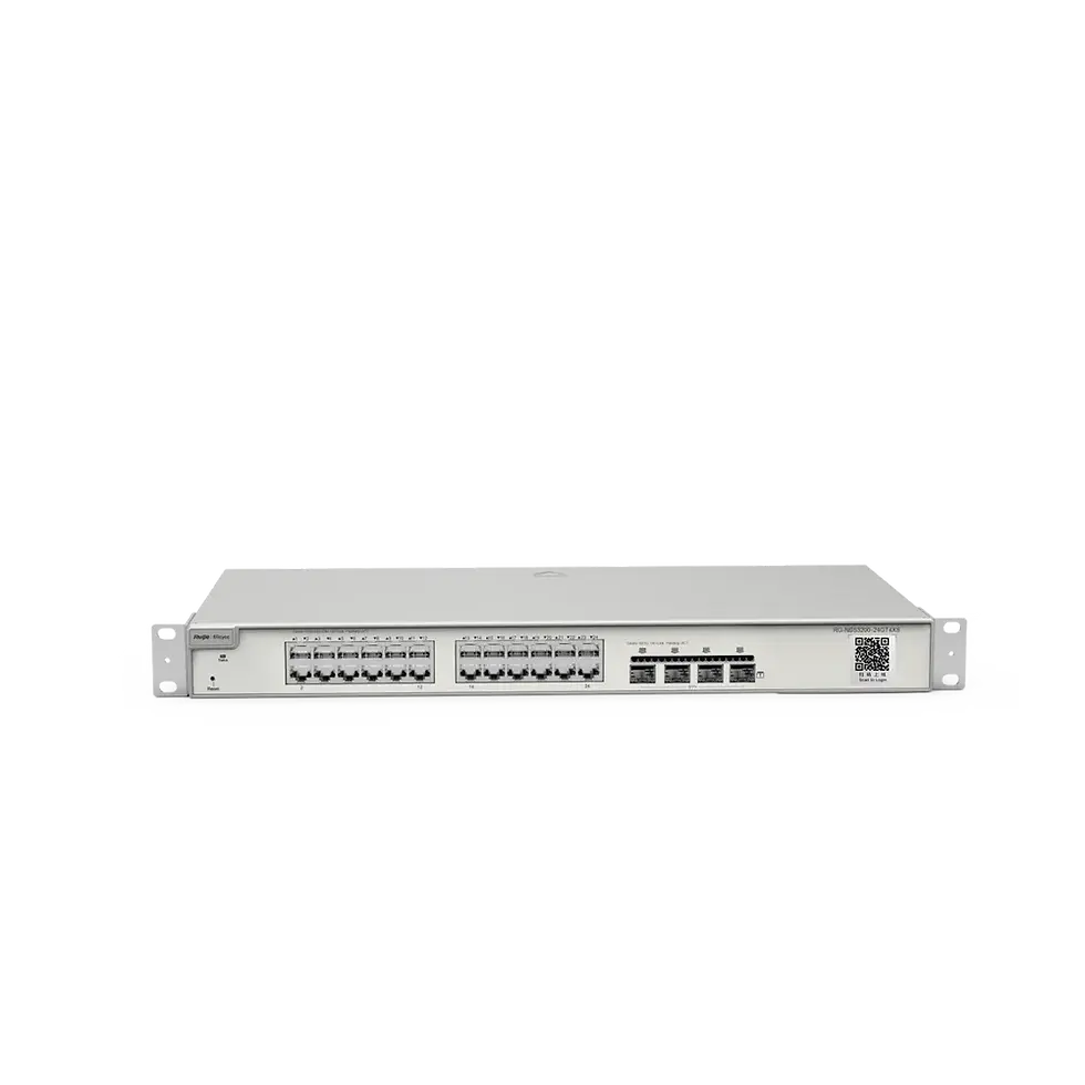 Vista frontal del Switch Administrable PoE RUIJIE RG-NBS5200-24GT4XS | 24 Puertos Gigabit + 4P SFP+ Fibra 10GB