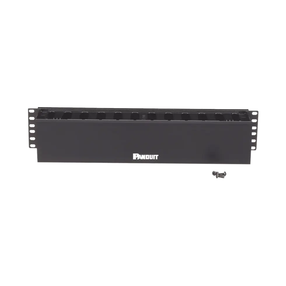 Vista frontal del Organizador de Cables Horizontal Panduit WMPF1E | PatchLink 2UR | Para Rack de 19"