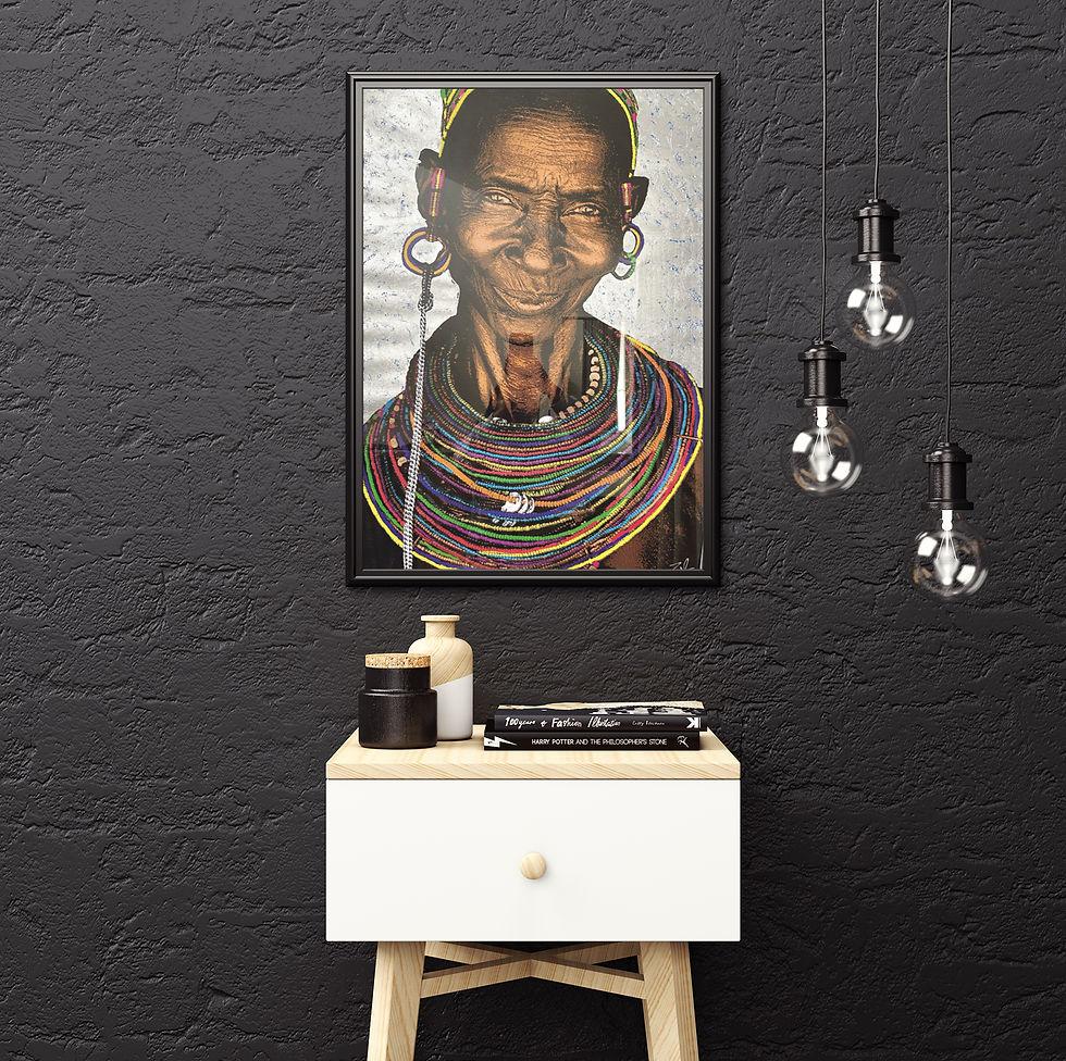 Thumbnail: Kenyan Rendille woman - Hand finished with Silver leaf
