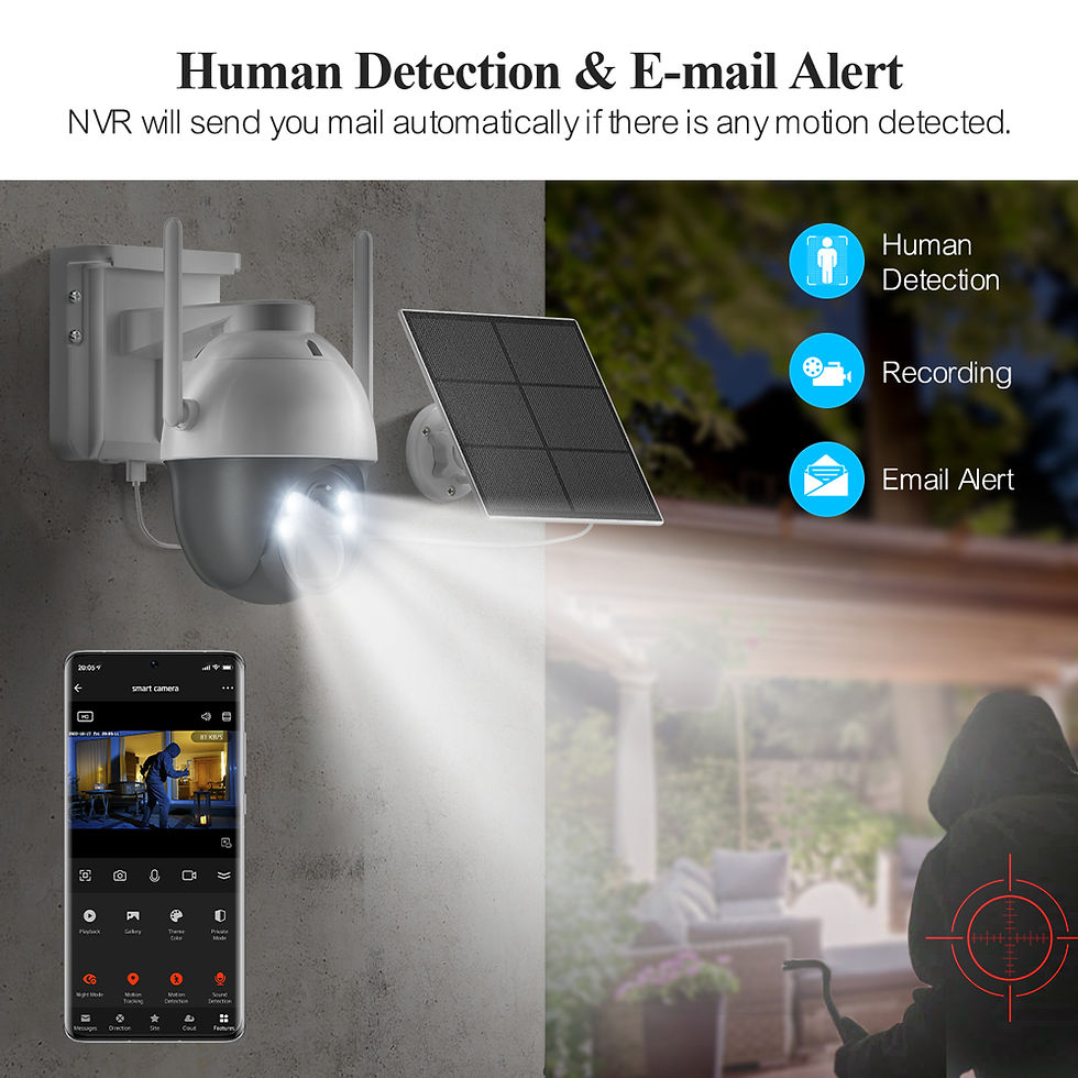 Thumbnail: 4 MP PTZ 360 Degree Pan 4 CH Wireless Cameras (4 Pack) w/NVR and Solar Panels