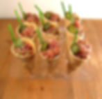 Cono crujiente de steak tartar clásico