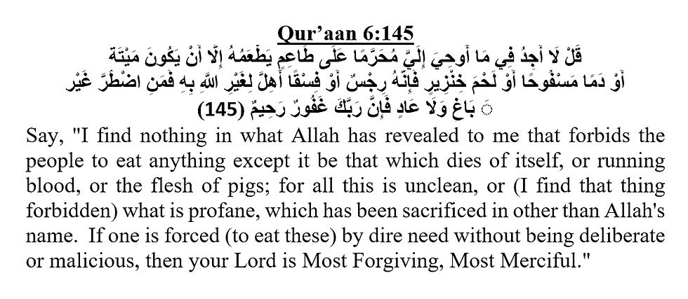 Qur’aan 6:145 on the prohibition of pig flesh