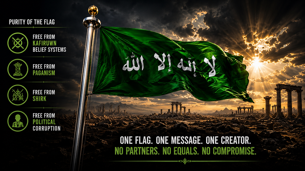 Flag graphic: One Flag, One Messenger, One Creator