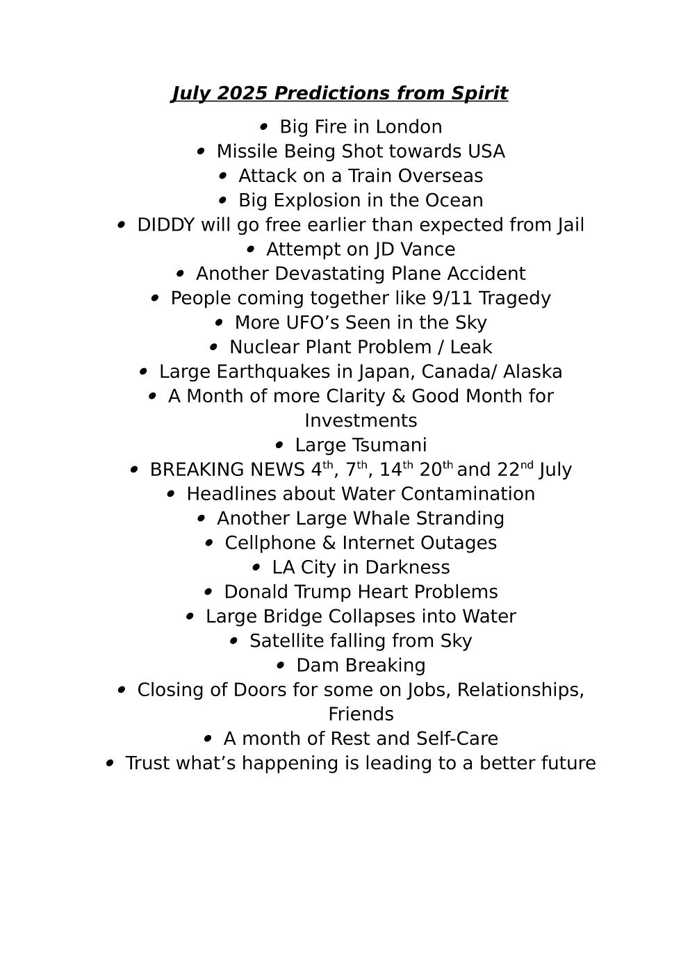 July 2025 Predictions From Spirit